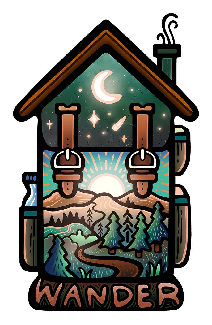 Camping Backpacking Cabin Hiking Outdoor Stickers