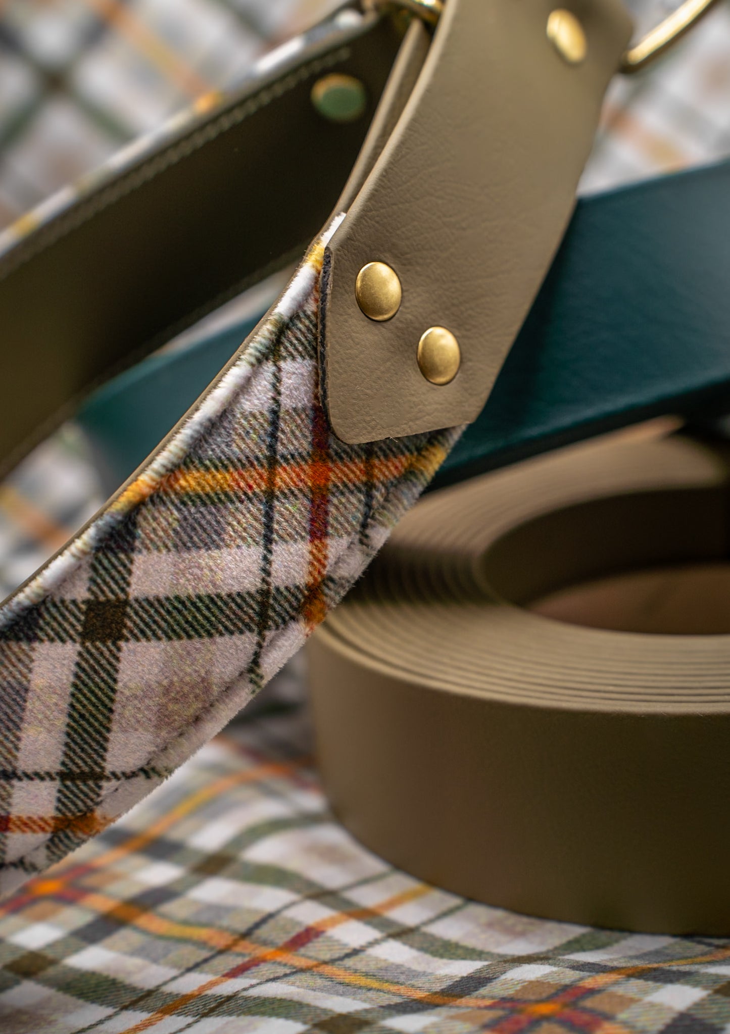 Olive Tartan Velvet Collar