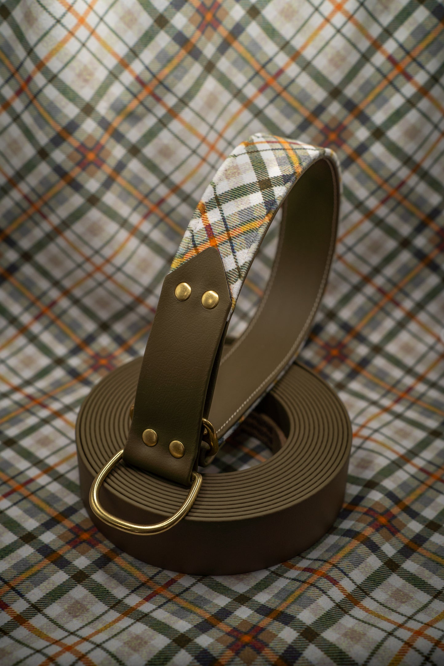 Olive Tartan Velvet Collar