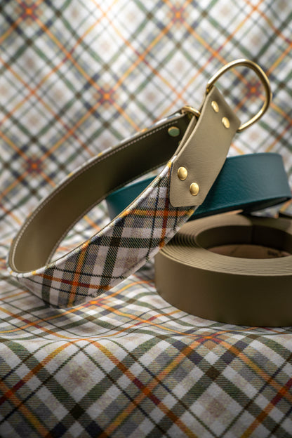 Olive Tartan Velvet Collar