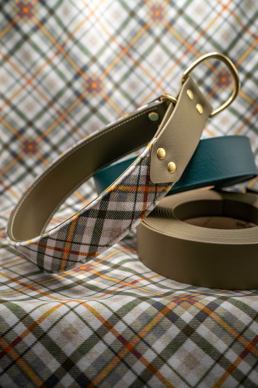 Olive Tartan Velvet Collar